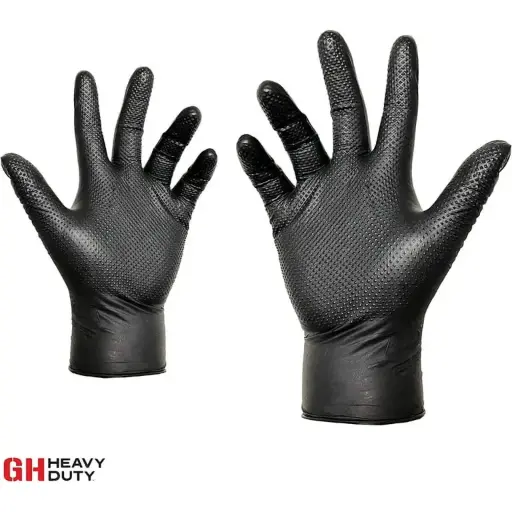 [07-02154B] MICRO DIAMOND BLACK NITRILE GLOVE - Medium #396-00302
